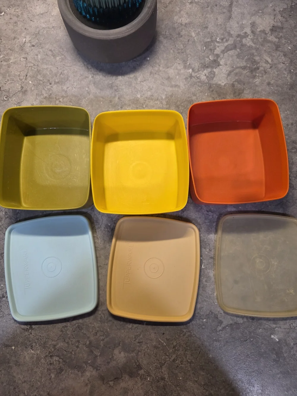 3 Vintage Square Tupperware Bowls